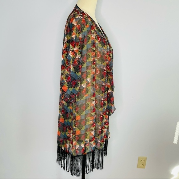 LuLaRoe Monroe Kimono Fringe Layering Jacket Top- Size L (Fits sizes 14-24)- NWT - Picture 4 of 8